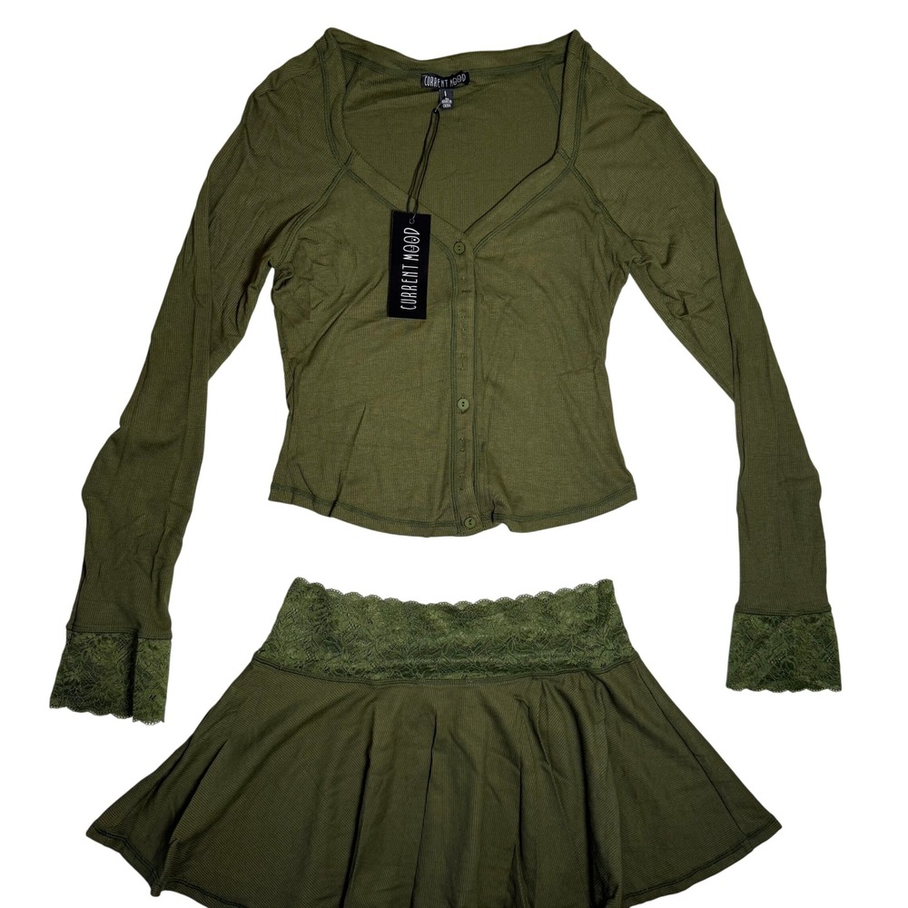 Current Mood Dolls Kill Hallway Season Green Lace Skirt Set Large NWT Whimsigoth - Picture 4 of 7